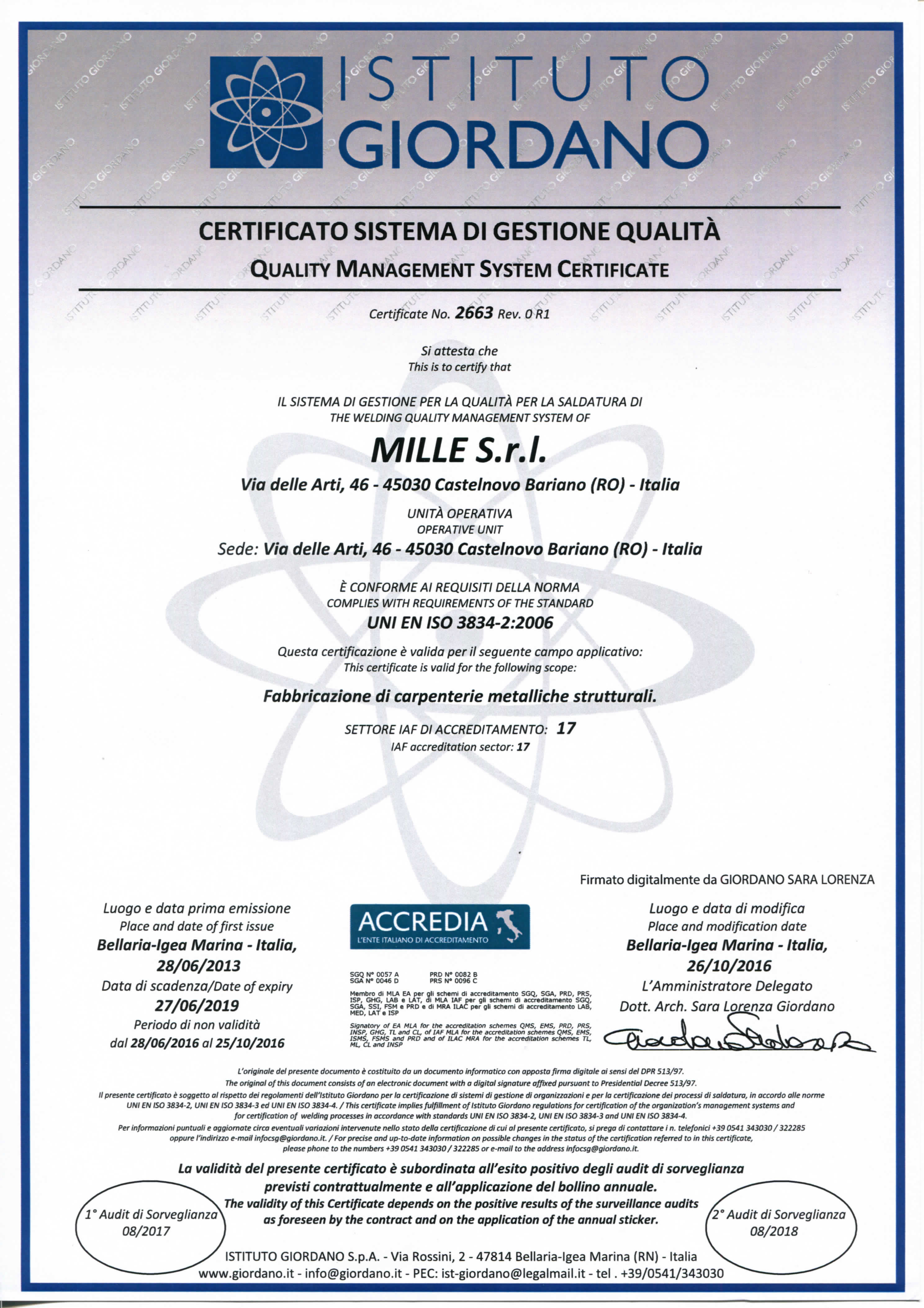 certifications mille srl form it 2663