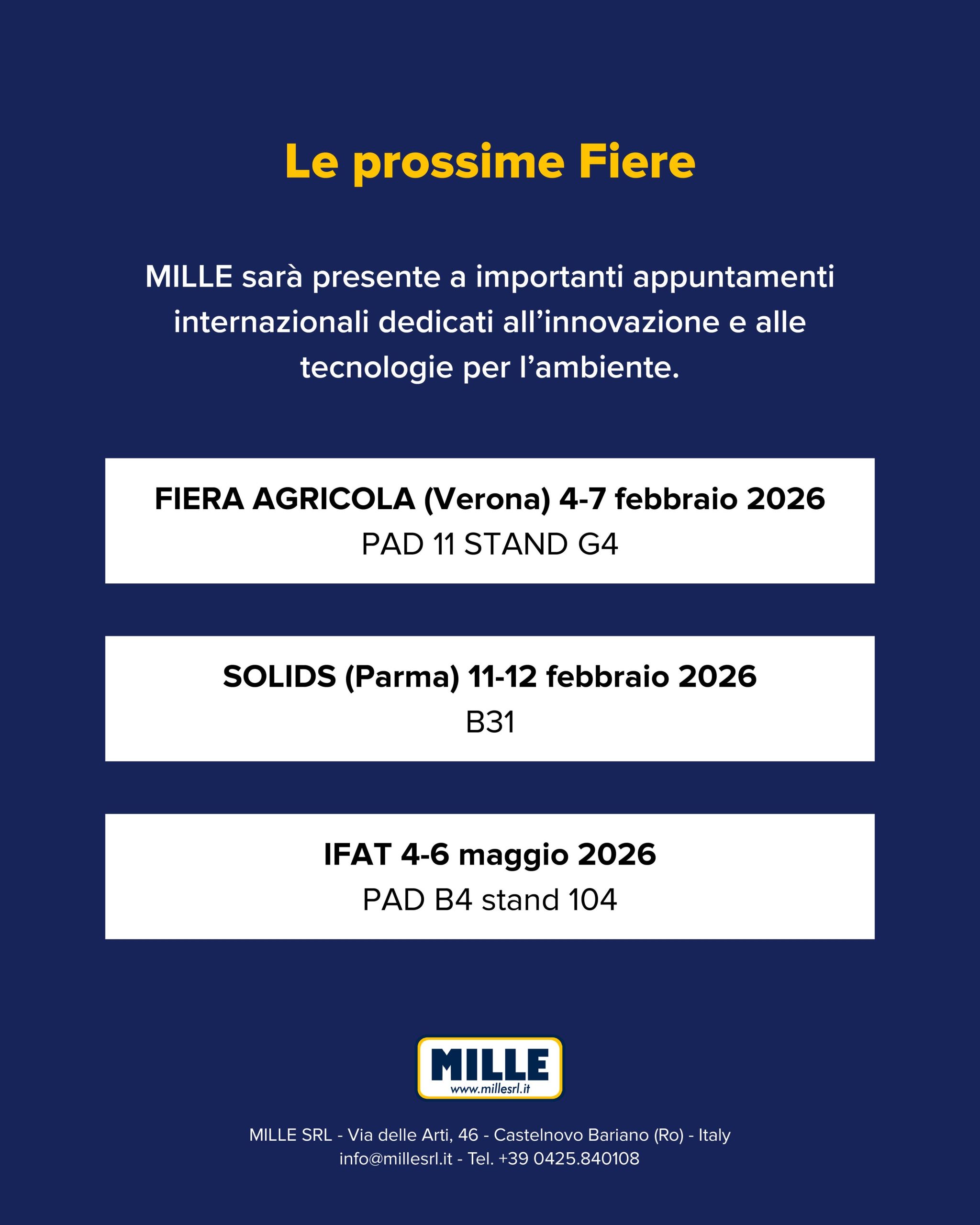 Le prossime fiere